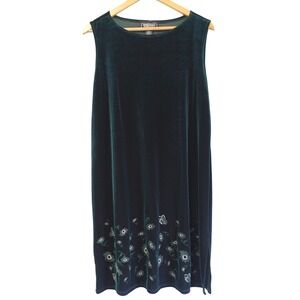 Impressions Y2K Velvet Green Floral Butterfly Mini Dress XL Forest Fairy Stretch